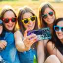 2 x for Samsung Galaxy A56 5G Case with Tempered Glass Screen Protector Glitter Bling Floating TPU Bumper Cushion Corners Protection Case - Purple