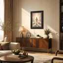 Dark Brown Framed Jesus Walks On Water Canvas Wall Art Jesus walking on water back view Wall Decor Picture Christian Bible Stories Poster Print painting for Living Room Bedroom Church Decoration 36"L x 24"W-Canvas