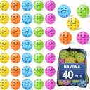 Navona 40 Pack Premium 40-Holes Multicolor Outdoor Pickleball Balls, Meet USAPA Official Requirement, Perfectly Balanced, High Bounce True Flight, Durable Outdoor Pickleball Set