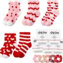 Berlune 5 Set Galentines Day Party Favors Fuzzy Sock Bracelet Scrunchie Gifts Set for Galentines Valentine's Women Party Gift (Red)