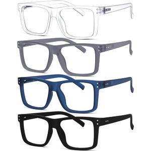 Eyekepper 4-pack Oversized Reading Glasses Square Large Frame Readers for Men and Women +1.50