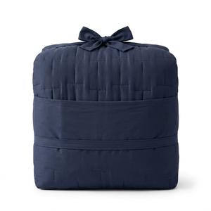 3-Piece Navy Blue Quilted Comforter Set (Full/Queen) - 100% Cotton Ultra-Soft Bedding Bundle with 1 Comforter (234cm x 244cm) & 2 Pillow Shams (61cm x 66cm)