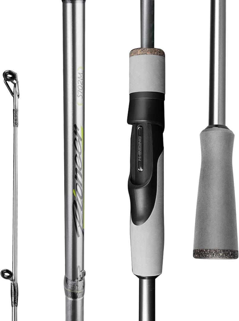 HANDING Pioneer Bass Fishing Rod Versatile Spinning & Casting Rod with Medium Power Moderate Fast Action EVA Handle for Largemouth Smallmouth Walleye