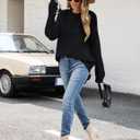 CiCiBird Women Fall Sweater Oversized Cable Knit Tops Fashion Crewneck Pullover 2025 Long Sleeve Outfits (Black, L)