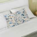 Satin Pillowcase Flower Blue Satin Pillow case for Hair and Skin 20 x 30 Inches Smooth Pillow Covers Pillow Cover with Envelope Closure (Queen)