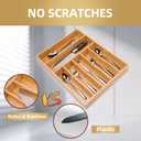 Besilord Silverware Organizer Kitchen Drawer Organizer Utensil Organizer Bamboo Silverware Holder Cutlery Organizer in Drawer Flatware Organizer Tray(7 slots, Natural