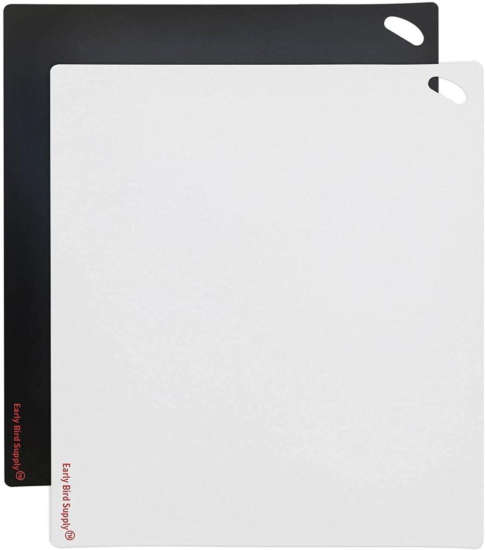Please review description before purchase. Set of 2 Cutting board mat (Black-White, X-Large 22.5w"x20"hx.040"thick)