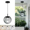 Advanced 3CCT Smoke Glass Pendant Light, Built-in LED Panel for Ultra-Even, Glare-Free Lighting, Modern Design and Stylist Fixture for Kitchen Island, Dining Table and Bedside(7.9in, 1-Pack)