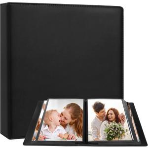 8x10 Photo Album 168 Pockets Holds 168 Photos, Large Capacity Leather Cover Family Wedding Baby Photo Book for 8 x 10 Pictures, Photo Album 8x10 with Black Inner Pages (Black)