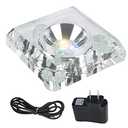 Aepiraza Crystal Led Light Base for 3D Display Lighted Up, 4 LED Bead 7 Colors Led Crystal Light Base Multi-Color Automatic Flashing Show Stand for 3D Glass Art Craft Shows (Square)