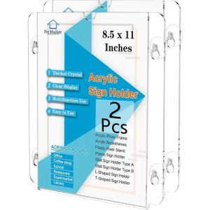 Pecmuikee Acrylic Window Sign Holder Suction Cups 8.5 x 11,Clear Acrylic Frames Wall Mount Advertising Signage Sign Holder for Glass Door Mall, Office, Home, Store, Restaurant (2 Pack)