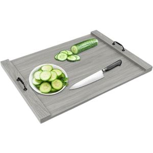 Noodle Board Stove Cover Wood Stove Top Covers Stove Burner Covers with Handles,Counter Space Top Covers for Gas Burners and Electric Stove,Gray(3022)