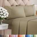 King Size 4 Piece Sheet Set - Comfy Breathable & Cooling Bed Sheets Set - Hotel Luxury Bedding for Women, Men, Kids, Teens, Boys & Girls - Deep Pockets, Ultra-Soft and Wrinkle Free - Oeko-Tex - Khaki