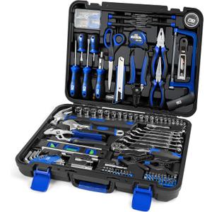 Prostormer 259-Piece Tool Kit, General Household Hand Tool Set with Plastic Storage Toolbox, Portable Complete Repair Tool Box for Home and Car (Blue)