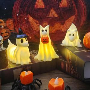 Halloween Decorations Indoor,Ghost Decor, Light Up Ghost kit Set of 3 Ghost Dogs with LED Lights - Halloween Home Decor - Gifts for Dog Lovers - Office Desk Autumn Decor -Ghost Pet Night Light