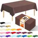 10 Pack Premium Disposable Plastic Tablecloth 54" X 108" Rectangle Table Cover for Birthdays Weddings Christmas Anniversary Buffet Table (Brown)