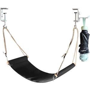 DMcore Canvas Foot Rest Hammock, Adjustable Mini Foot Rest Stand Under Desk Home Office  (Black)