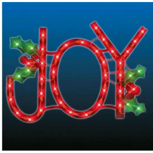Lighted JOY Sign - Window-Door Hanging - Indoor/Outdoor Decoration - Holiday Decoration