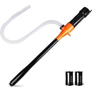 Battery Operated Electric Siphon Pump for Gas & Diesel Transfer - 3.5GPM Flow Oil Extractor - Ideal Gasoline Transfer Pump (Long Hose, Orange)