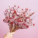 DN DECONATION 6Pcs Valentine's Picks, Valentine Floral Picks Heart Stems with with Red Pink White Berries, Valentines Day Artificial Flowers Arrangement for Valentines Wedding Centerpiece Home Decor