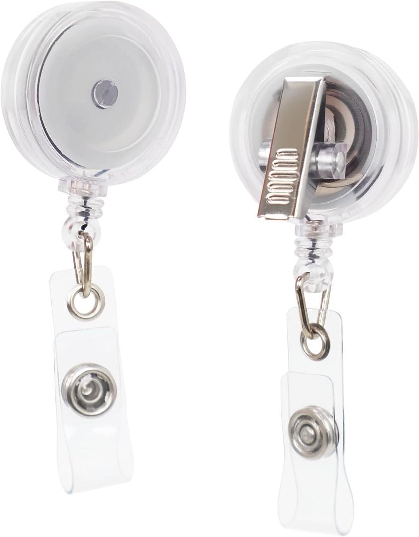 50-Pack Retractable Badge Reels  Alligator Clip Badge Reel with Swivel Hook | Badge Clips Retractable for Office, School, Events (Translucent, Durable ID Holder Reels)