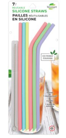 BioSmart Silicone Straws with Brush 7 Count, 1 EA