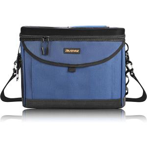 Ruthfot Double-Layer Insulated Cooler Foldable Lunch Box, Leakproof Cooler Bag for Men & Women, Shoulder Strap, Bottle Opener, for Beach, Camping, Car