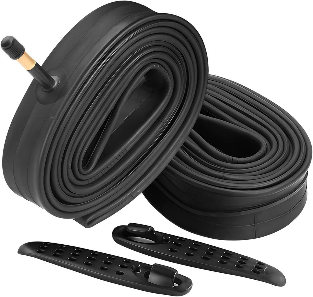 FANSPRO 2 Pack of 26 Inch Bike Tube 26x1.75 26x1.95 26x2.10 26x2.125 Heavy Duty Bicycle Tube with 2 Tire Levers,48mm Schrader Valve Premium Quality Butyl Inner Tube
