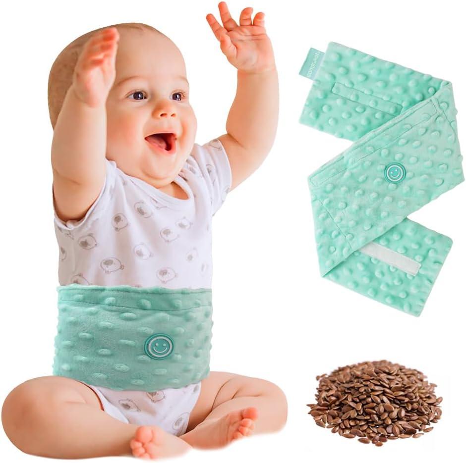Colic and Gas Relief for Newborns and Infants, Flaxseed Heated Tummy Wrap, Baby Swaddling Belt with Soothing Warmth, Natural Relief for Upset Stomach in Babies and Toddlers, 0-3 Years (Green)