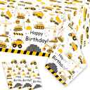 3 Pack Construction Table Cloth - Disposable Plastic Truck Tablecover for Birthday Construction Party Decorations (54x108 Inch)