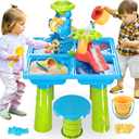 BELLOCHIDDO Water Table for Toddlers 1-3 - 4 in 1 Kids Play Water and Sand Outdoor Activity Sensory Playset with 11 Pcs Accessories - Summer Pool Backyard Toys Gifts for Boys Girls 1.5+ Years Old