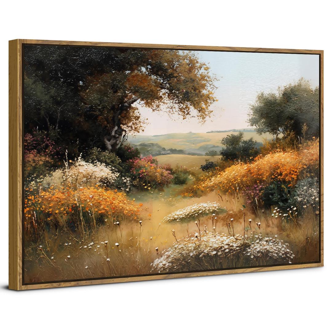 Abstract Wildflower Wall Art Nature Forest Scenery Picture for Living Room Farmhouse Mountain Plant Framed Canvas Prints French Abstract Nature Meadow Texture Posters Modern Artwork Decorations 12x16