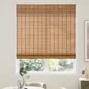 AGESISI Bamboo Roman Shades with Valance Cover, Cordless Blinds for Indoor Windows, Light Filtering Woven Wood Shades for Home & Patio, Privacy Protection, 27" W x 64" H, Carbonized