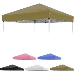 Garvee 10x10ft Canopy Replacement Top with Silver Coated, Waterproof & UV Protection Pop Up Canopy Tent Replacement Top Cover Waterproof for Outdoor Garden Patio Sun Shade(Top Only), Khaki