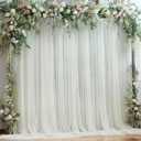 10x10ft Ivory Tulle Backdrop Curtain for Parites, Sheer Backdrop Curtains for Wedding Baby Shower Birthday Party Photo Shoot Decorations (10ft x 10ft(2 Panels 5x10ft))
