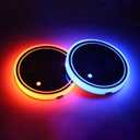 LED Car Cup Holder Lights, 7 Colors Changing USB Charging Coaster Waterproof Cup Pad, LED Interior Atmosphere Lamp Decoration Inside Car Lighting Accessories (2Pcs) (Style 1)