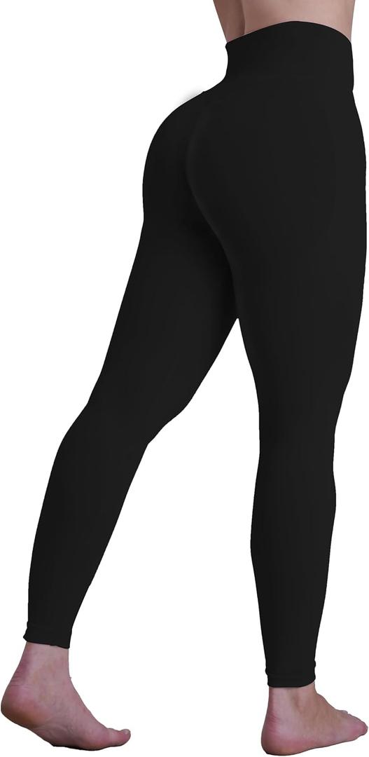 Sunzel Hidden Butt Lifting 25" Workout Leggings for Women, High Waisted Tummy Control Gym Yoga Pants (Black, L)