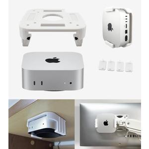 All-in-One Under Desk Mount for Mac mini M4 - VESA Monitor Bracket Compatible, Suitable for IKEA Pegboard, Wall Mount - Mac mini Accessories, Mac M4 Pro Versatile Stand (White)