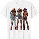 Black Cowgirl Western Rodeo Melanin Black History Texas T-Shirt (Small)
