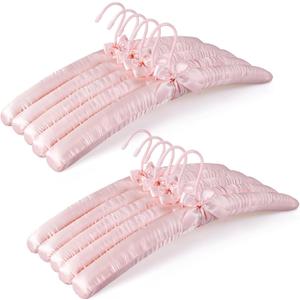 TOPIA HANGER Padded Hangers for Women Clothing,17-inch Satin Hangers 10 Pack Thick Foam Padded No Shoulder Bump for Sweaters, Coat, Blouses, Dresses-Pink,CT18P-10