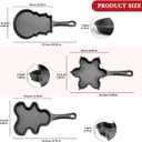 DVK Cast Iron Frying Pan with Various Shapes for Christmas Cookies Cutters Small Skillet for Heart/Snowman (3PCS)