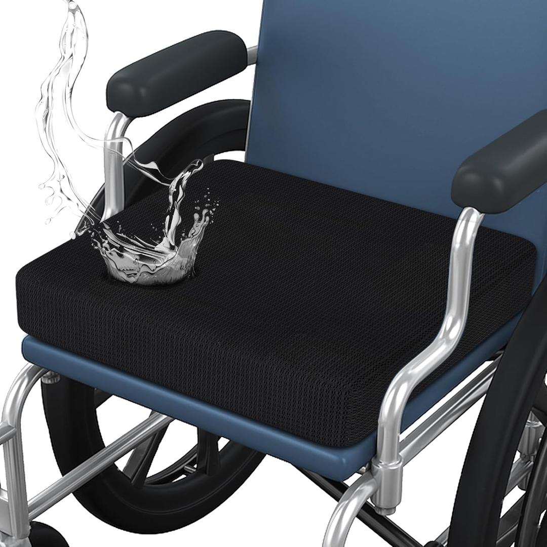 Shinnwa Wheelchair Seat Cushion, Patented Highly Breathable & Overall Washable Foam Wheelchair Cushion for Seniors and Adults with Breathable Cover, 18 x 16 x 3in