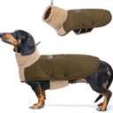 ASENKU Dog Coat, Dog Winter Jackets with Fleece Turtleneck, Windproof, Reflective Pet Snow Jacket for Cold Weather, Coats for Dogs, Army Green, L