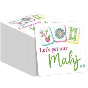 Gueevin 30 Pcs Mahjong Napkins Cocktail Paper 6.5 x 6.5 Inches Mahjong Party Supplies Decorations Accessories Gifts for Casual Gatherings Game Nights Bridal Showers Birthday Christmas Party (Fresh)