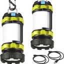 2 Pack LED Camping Lantern Flashlight Rechargeable, Consciot Portable Torch with 6 Light Modes, 3600mAh Power Bank, IPX4 Waterproof, USB C, Camping Lights for Hurricane, Emergency, Survival Kits