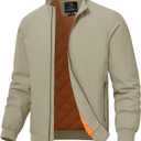 TBMPOY Men's Winter Lightweight Bomber Jackets Water Resistant Fall Casual Windbreakers Quilted Full Zip Windproof Work Coats (XX-Large, Khaki)