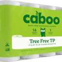 Caboo Tree Free Toilet Paper, Septic Safe Bath Tissue, Soft 2 Ply Sheets, 300 Sheets Per Roll, 16 Double Rolls