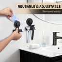 Suction Cup Razor and Shaver Holder for Shower Wall, Stainless Steel Reusable Suction Hook for Towel and Loofah, Damage-Free Installation (2, Matte Black)
