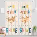MESHELLY Kids Rainbow Quotes Curtains 52Wx84H Inch Rod Pocket Cartoon Beige Positive Inspirational Words Cute Sun Bedroom Window Drapes Colorful Playroom Classroom Living Room Curtains