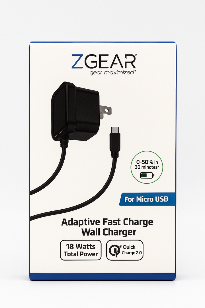 Zgear (18w) Adaptive Fast Charge Usb-c Wall Charger - Black